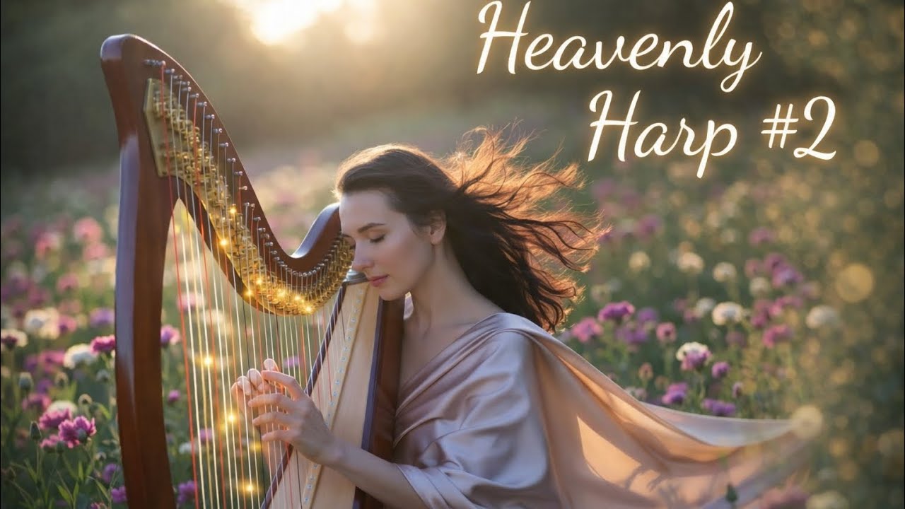 Beautiful Woman Playing Harp #2 | Heavenly & Relaxing Harp Music