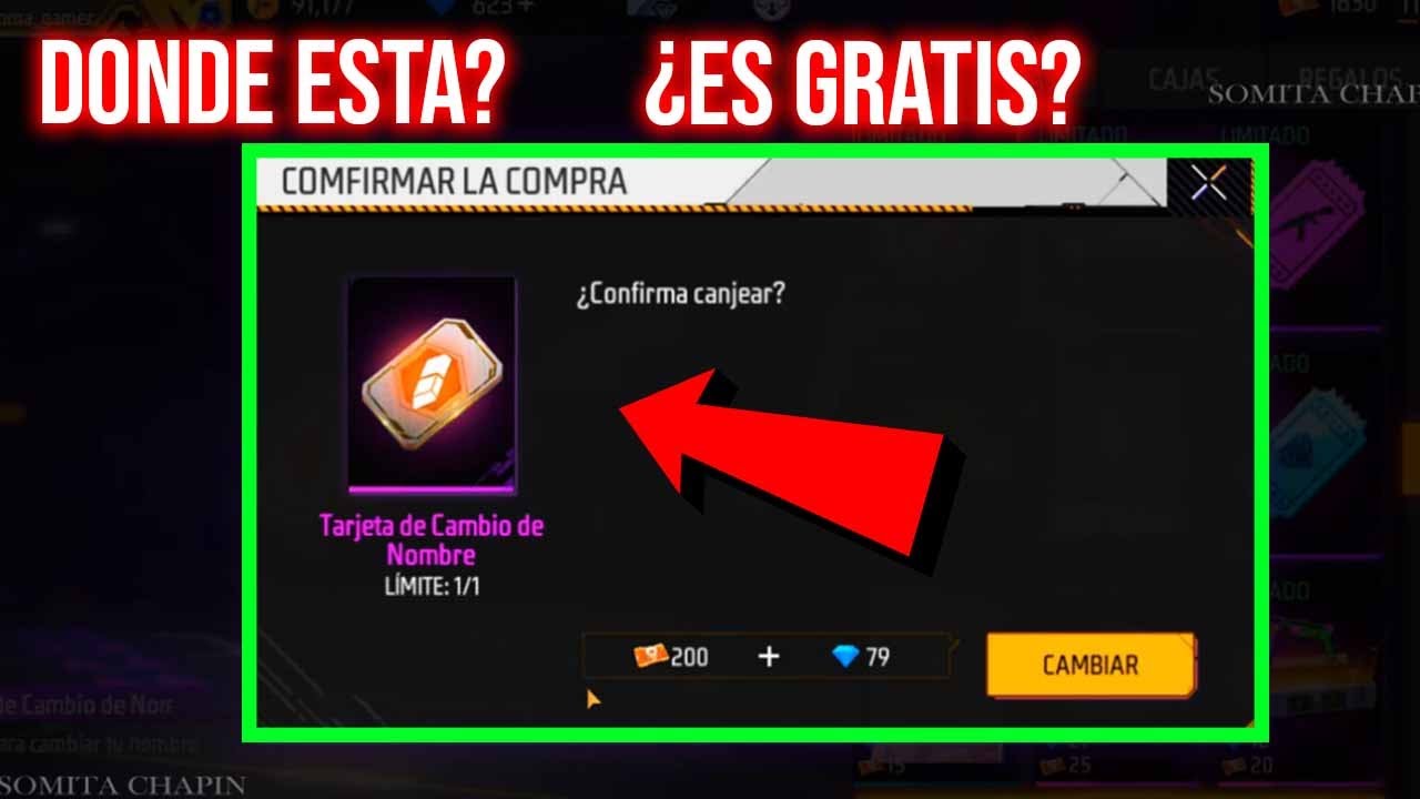 Como COMPRAR tarjeta de cambio de nombre free fire nueva actualizacion  Donde esta cambio de nombre