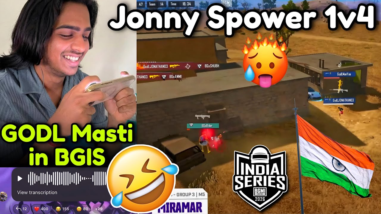🇮🇳JONATHAN Spower Shocking 1v4 BGIS🥶💦 GODL Masti in BGIS 💀🤣 Spower reply ✅ Qualified 🏆