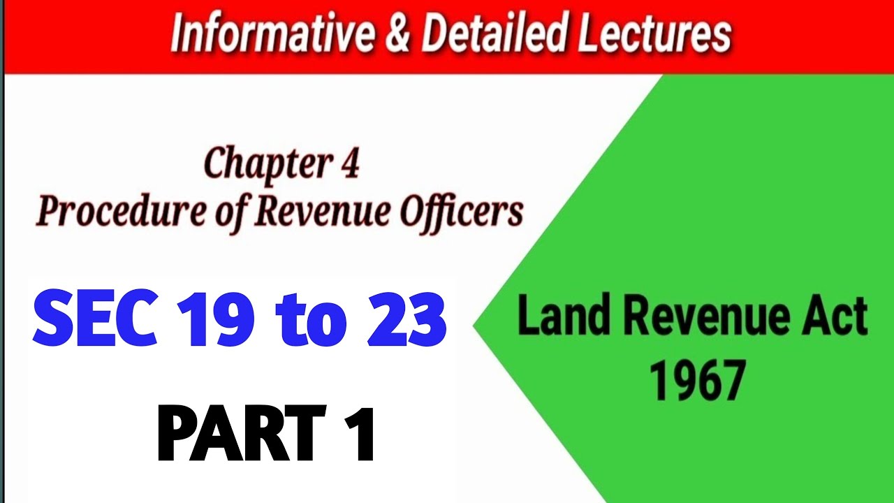 SEC 19 to 23 of LAND REVENUE ACT, 1967 I Procedure of Revenue Officers I Chap 4 I PART 1
