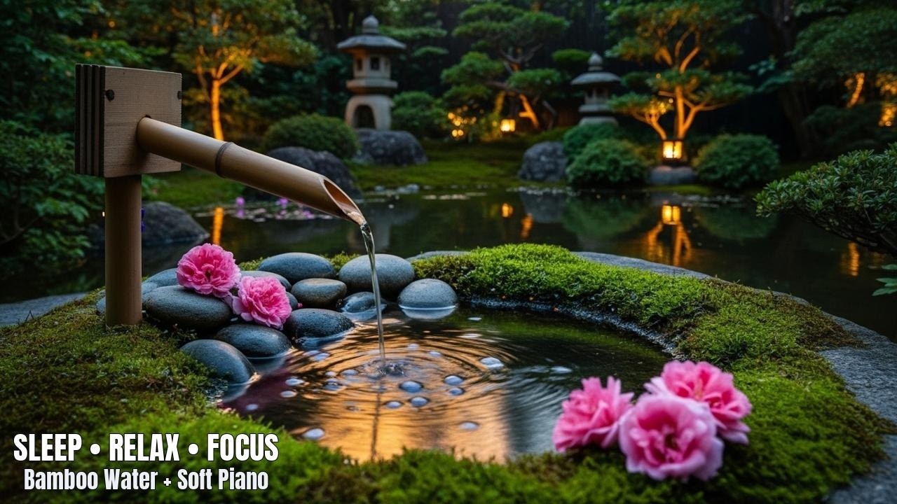 Anxiety Relief Ambience: Bamboo Water + Calm Piano to Quiet the Mind • Live Soundscape