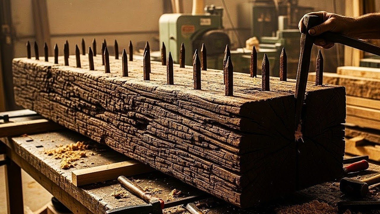 Recycling Wood Is Simple – Just Watch Him Transform Those Ugly Blocks Of Wood Into A Sturdy Table.