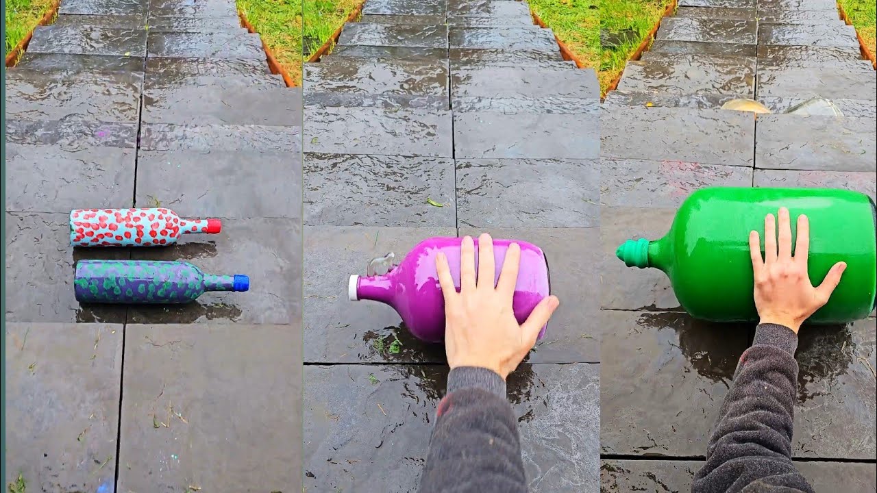 Throwing Bottle Down Stairs -647 | Breaking glass bottle | Crushing crunchy things #asmr #satisfying