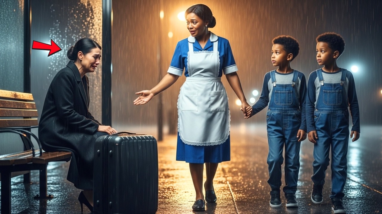 Millonaria es expulsada bajo la lluvia… pero los hijos de su empleada hicieron algo inesperado