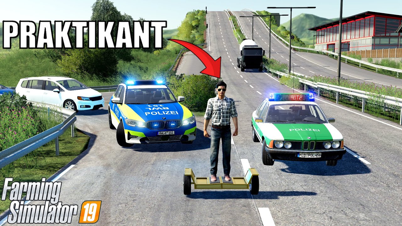 LS19 - Praktikant fährt mit HOVERBOARD auf die Autobahn und ärgert die Polizei!