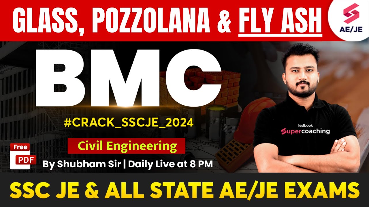 Glass, Pozzolana & Fly Ash | Building Material for SSC JE 2024 | Civil by Shubham Sir