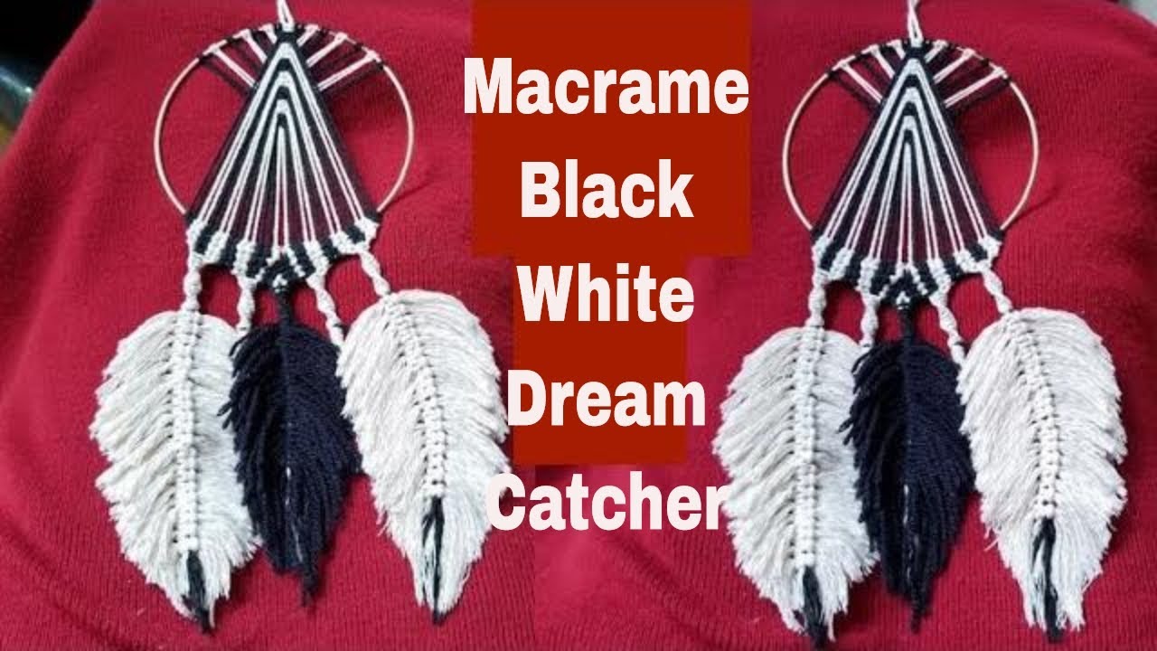 DIY Macrame Black & White Dream-catcher | Macrame Wall Hanging | Handmade Gift tutorial | 黑白捕梦网壁挂
