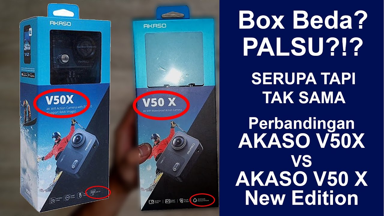 Palsu? Perbandingan Box Akaso V50X VS V50 X New Edition | Serupa Tapi Tak Sama | Penampilan Awal