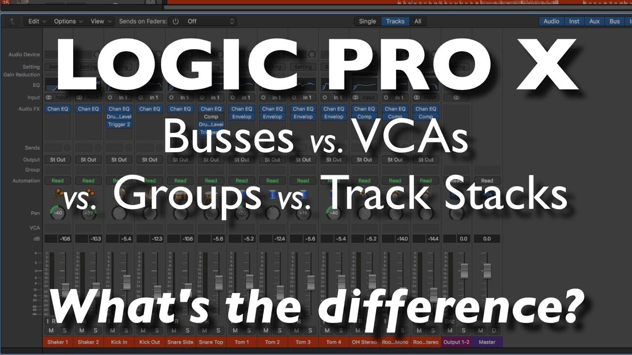 Logic Pro X — шины, VCA, группы и стеки дорожек | В чем разница?