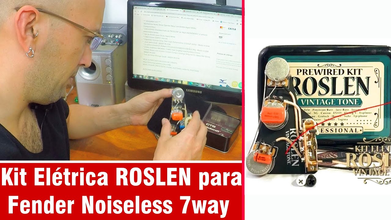 Kit Elétrica Roslen Strato Fender N3 Noiseless 7way  Kit para Texas Special, Custom 69 e Noiseless
