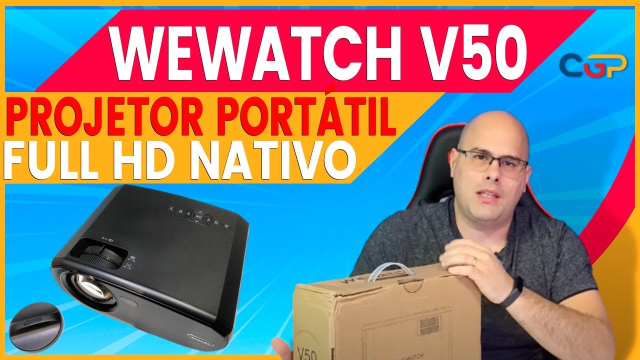 WEWATCH V50 FULLHD NATIVO. PROJETOR PORTÁTIL BARATO E COM UM CUSTO BENEFÍCIO MUITO BOM! Geek224