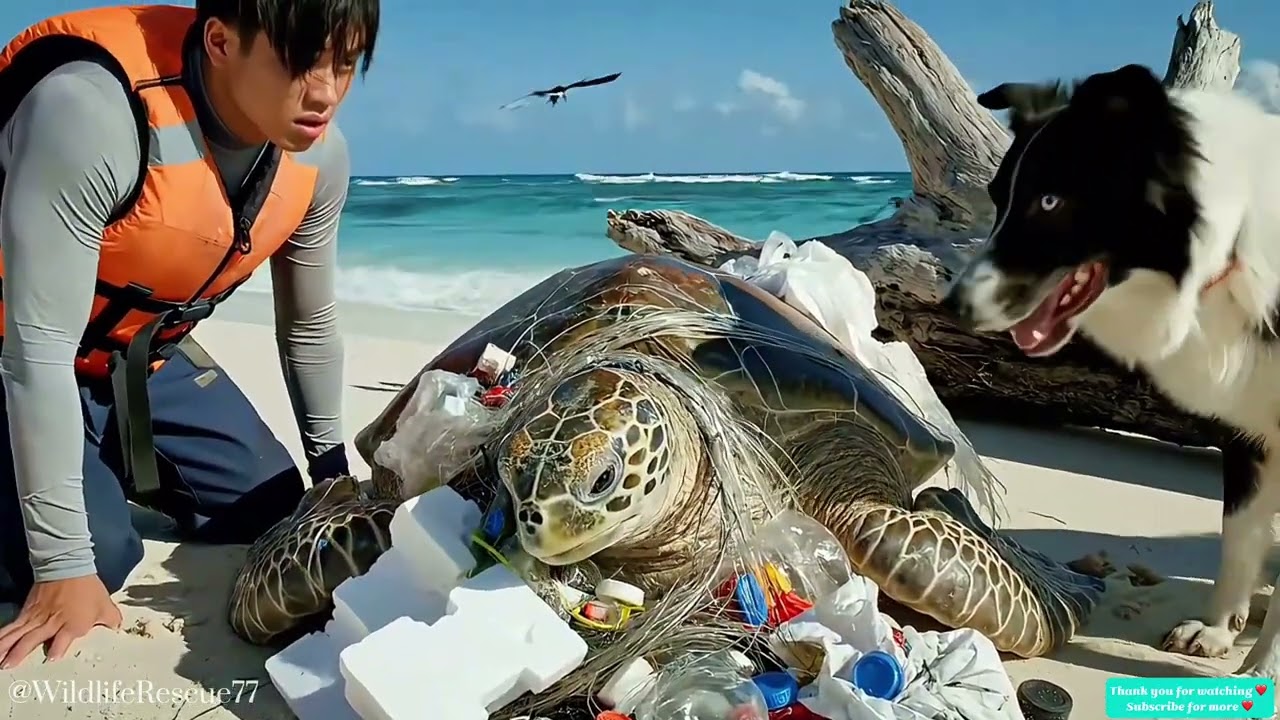 Border Collie Discovers Trapped Sea Turtle &mdash; Watch This Incredible Beach Rescue #seaturtlerescue