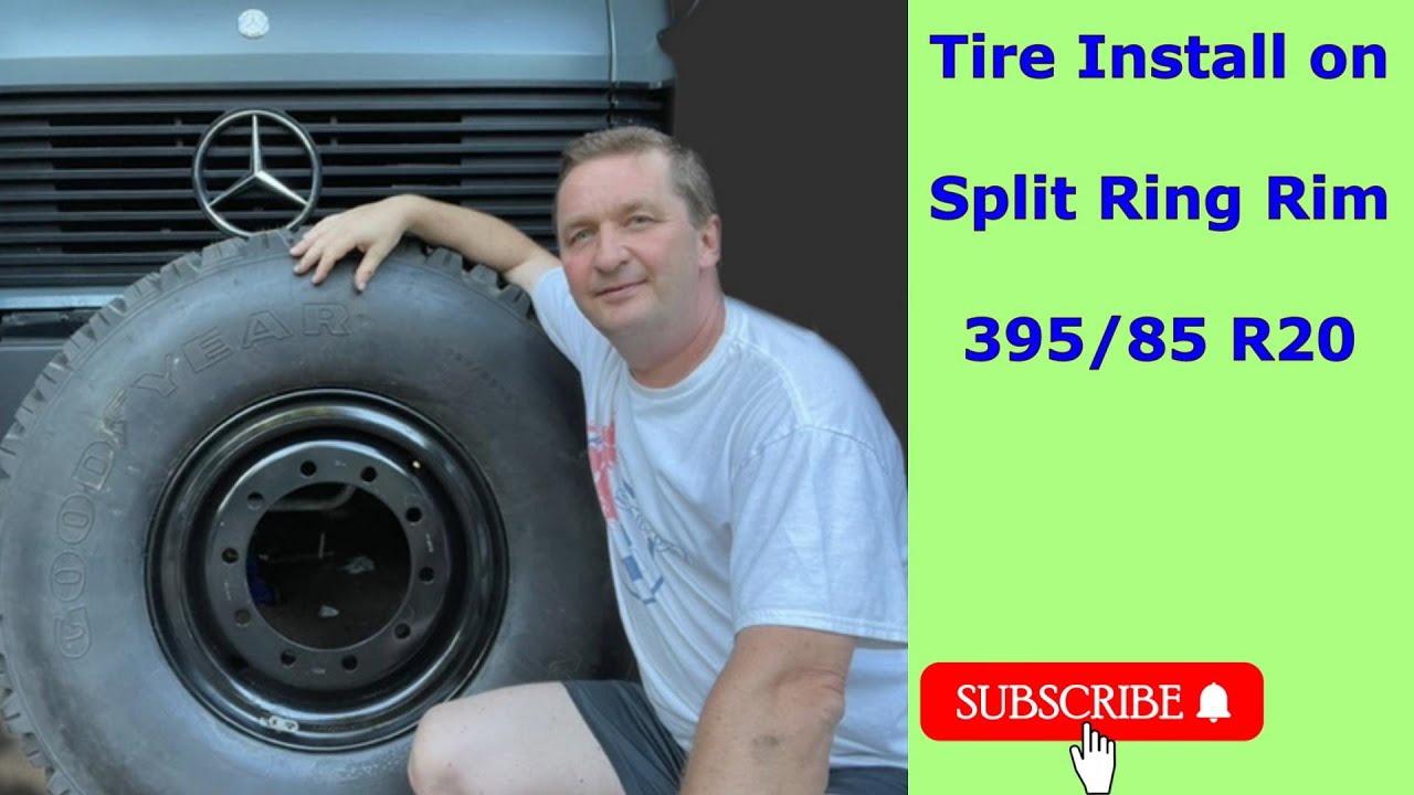 Expedition truck tire install 395/85 R20 on a Split Ring Rim, step by step.