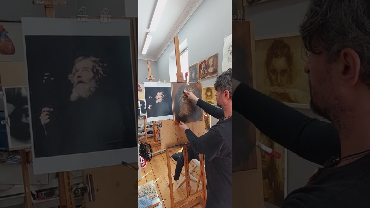 live demonstration  of underpainting techniques in oil painting
