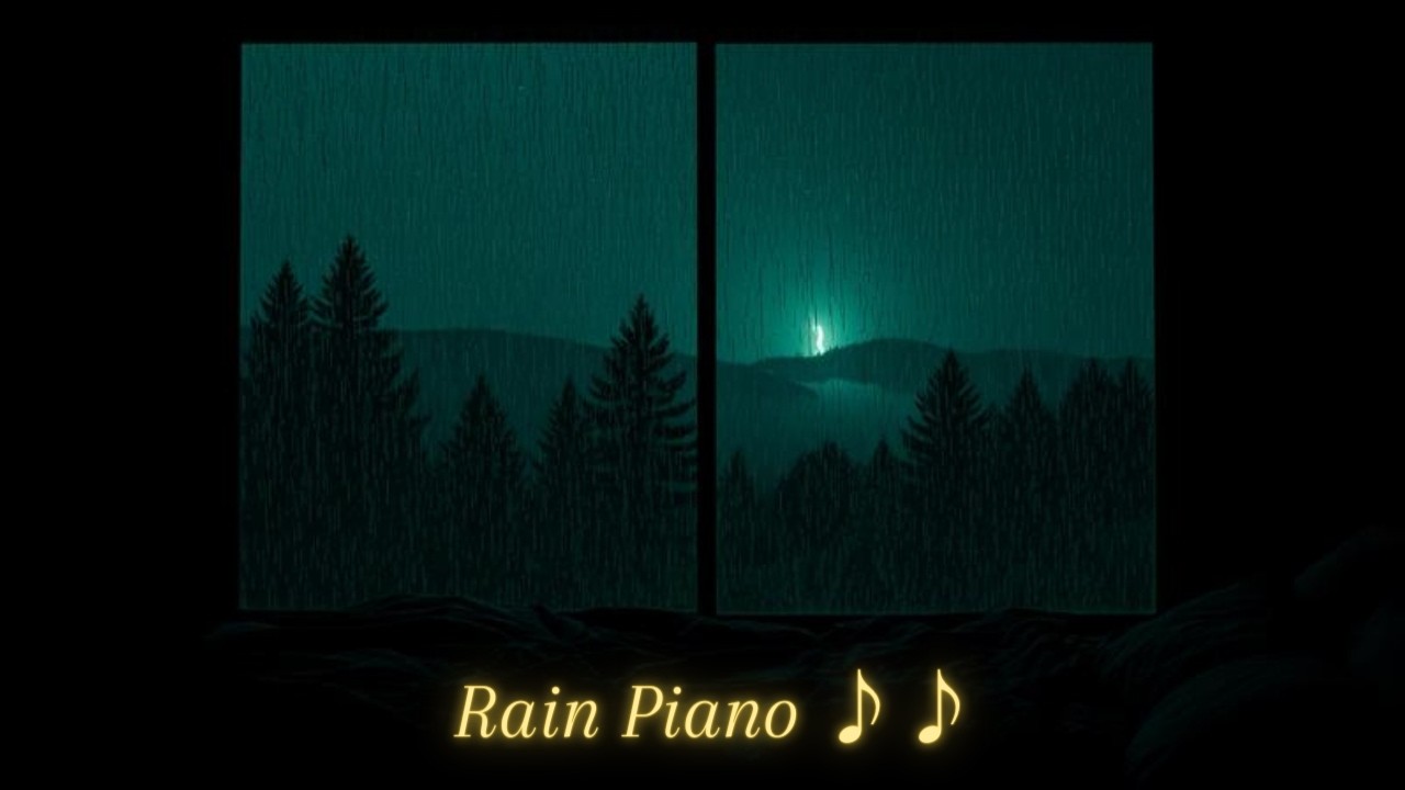 Slow Night Rain at the Window with Soft Piano – Calm Bedroom Sleep Ambience 😴