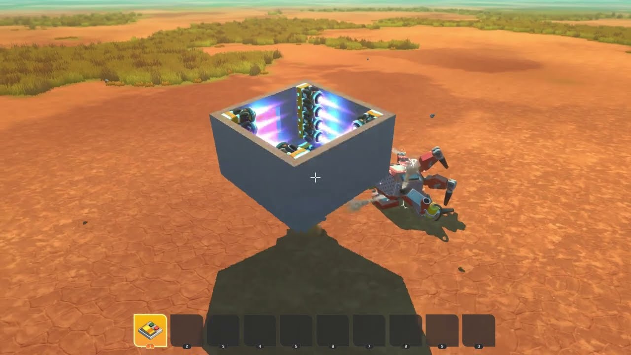 Destroying a Farmbot with My Concrete Tornado in Scrap Mechanic