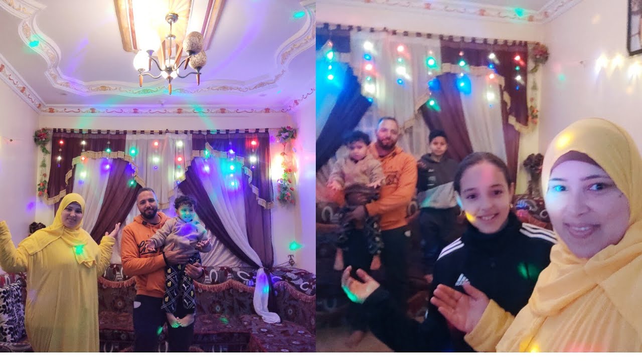 زوجى🧔اول مره يحضر معانا🌙رمضان وحلف ليعلق الزينه بنفسة🎉🎊وشوفو فرحتو كانت عامله🥳ازاى هو والاولاد🥰#