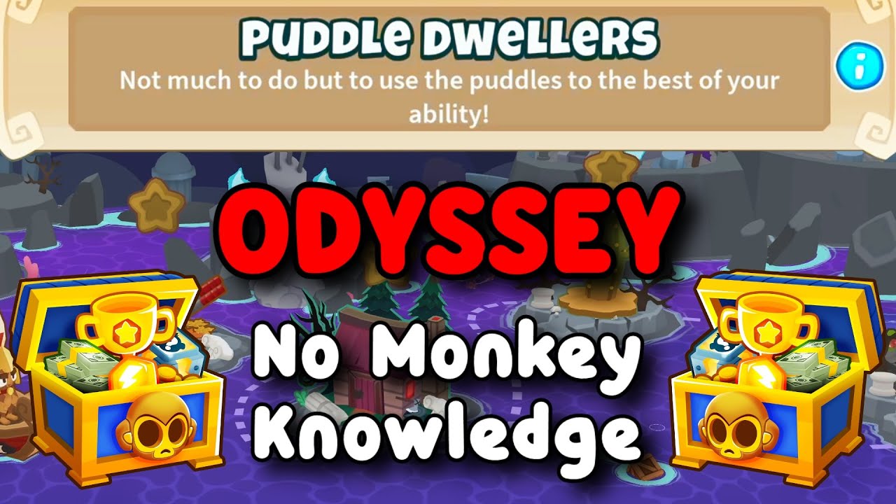 BTD6 Odyssey | No Monkey Knowledge Guide | Hard Mode Tutorial |Puddle Dwellers
