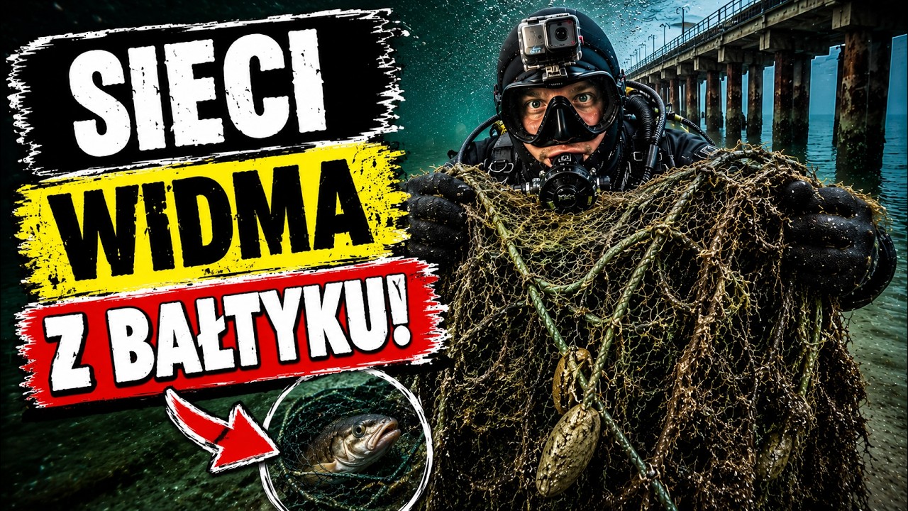 WYCIĄGAM PORZUCONE SIECI WIDMA Z BAŁTYKU! NURKOWANIE POD MOLO W MIĘDZYZDROJACH