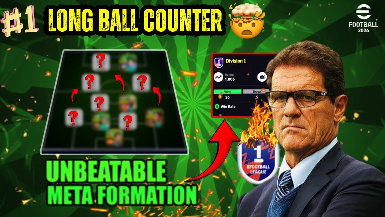 Long Ball Counter Best Formation Building🔥🔥 Efootball 26| META FORMATION🤯🔥 Attacking📈|EFootLight