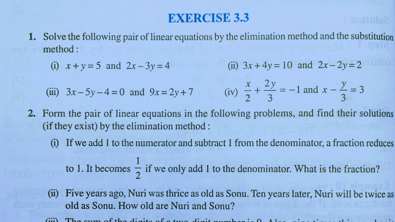 Class 10th maths l Exercise 3.3 l Chapter 3 l Pair Of Linear Equations In Two Variable l Ncert