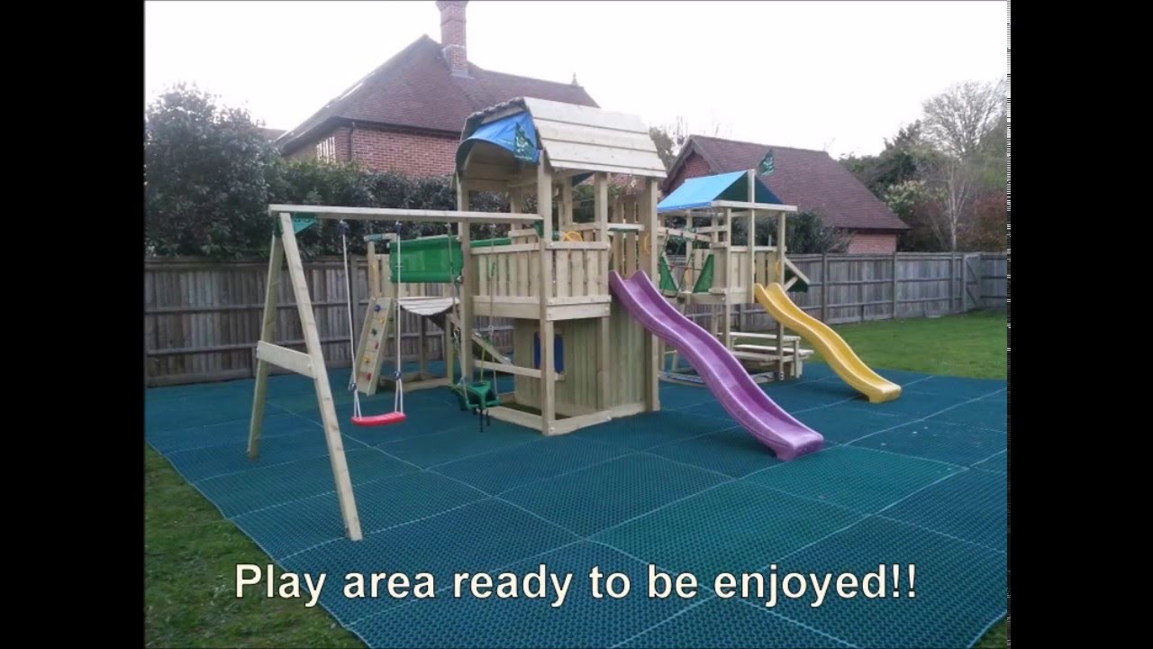 Jungle Gym climbing frames being installed with safety rubber mats