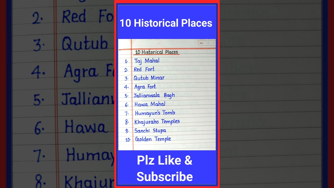 10 historical places name in english || historical places name || 10 historical place name