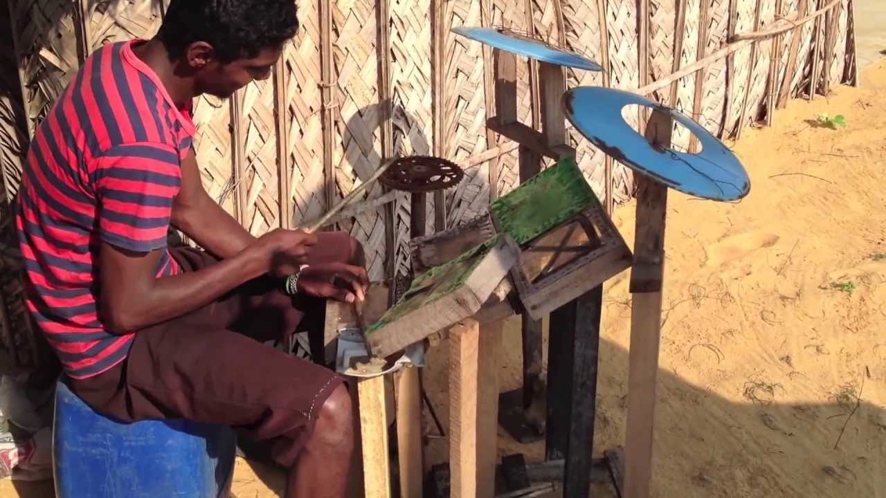 Sri Lankan Boy Makes and Plays a Drum Set