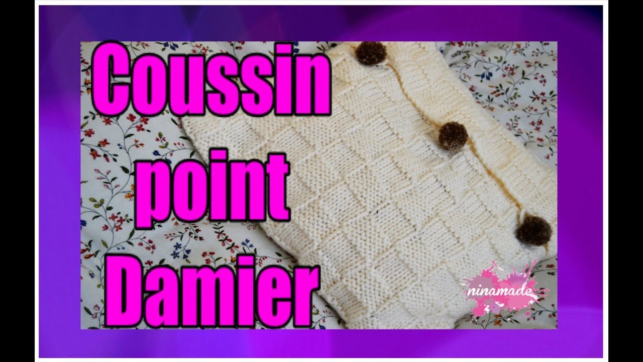 DIY. Housse Coussin Point Damier// Knit Dotted Checkerboard Cushion