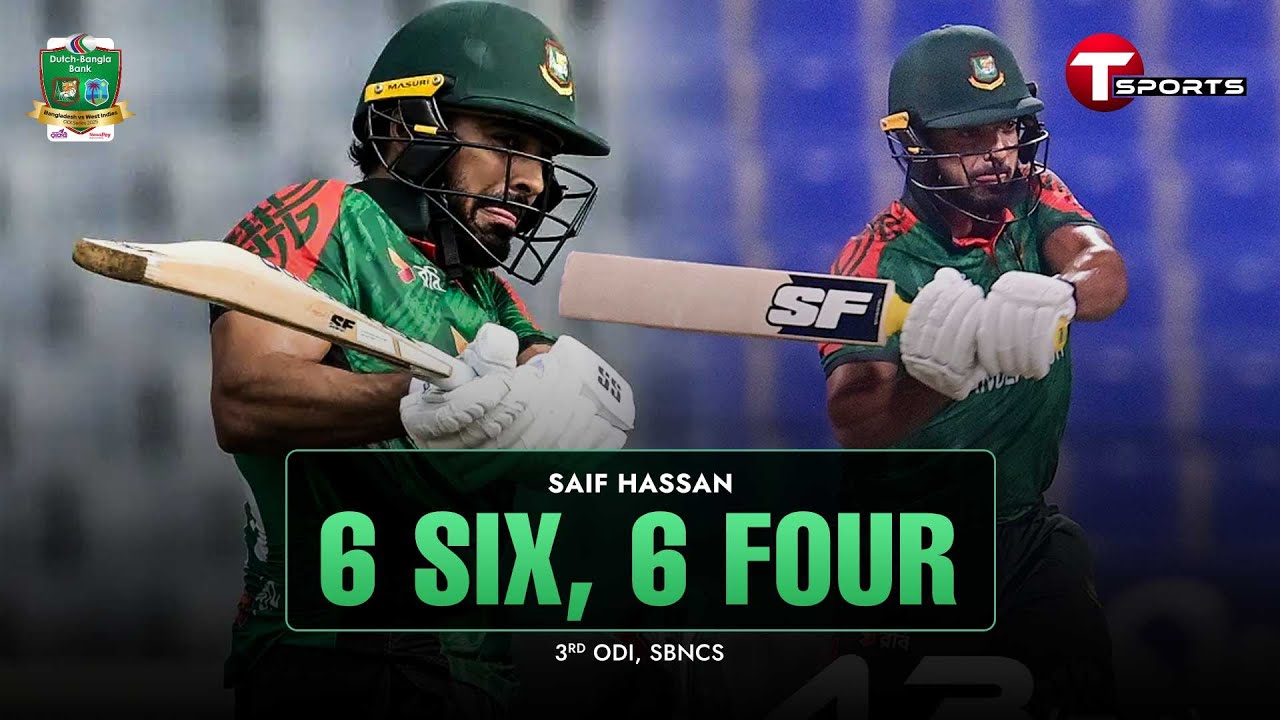 Saif Hassan’s fireworks: Six 6s and Six 4s! | 3rd ODI | BAN vs WI | T Sports