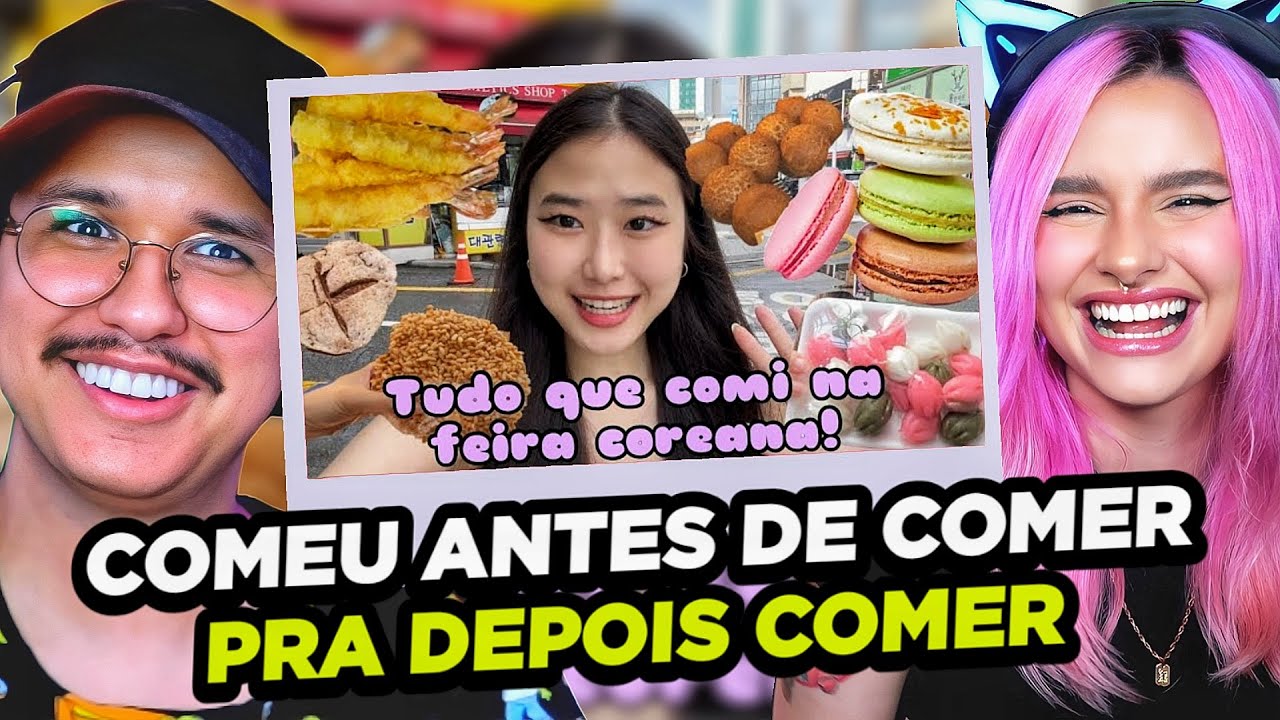 Ovo de dinossauro?! Tudo que comi na feira coreana! | React Priscila Ju