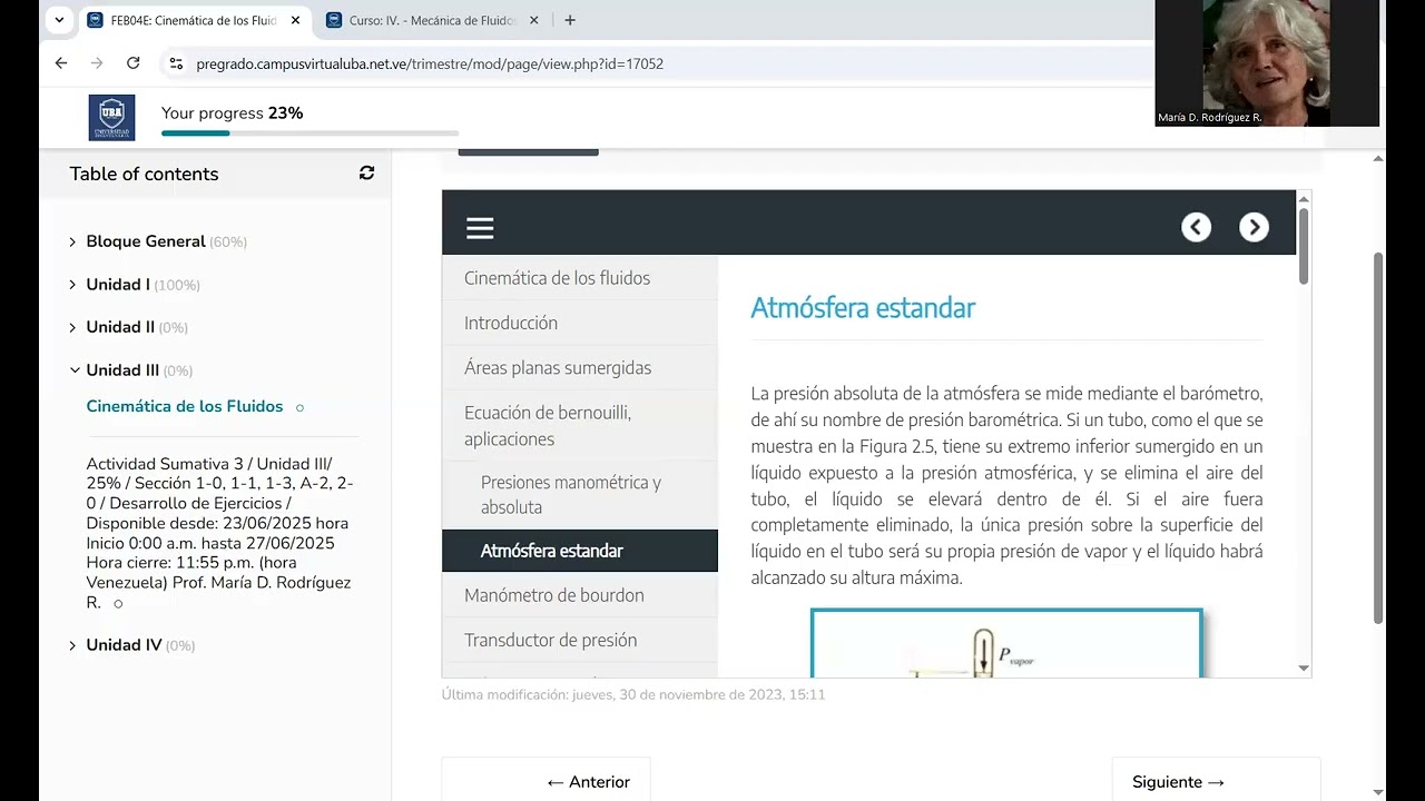 3er. E.S. -Mecánica de Fluidos - 2025.2 - María D. Rodríguez R.