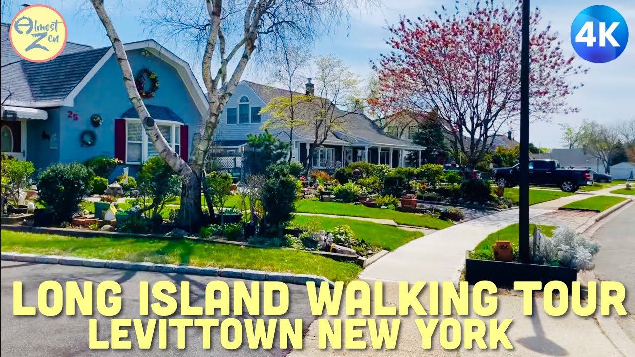Beginners Mind - 4K Walk in Levittown Long Island New York Walking Tour NYC Sunny calming peaceful