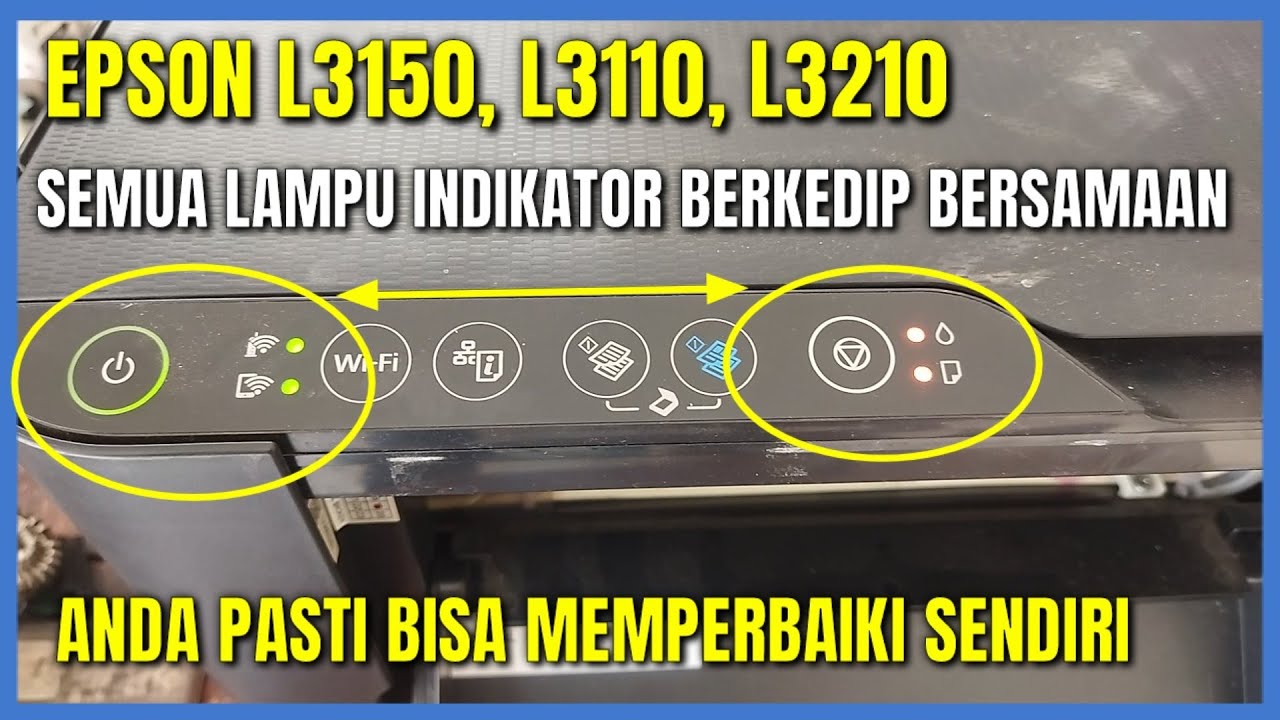 Epson l3150 lampu power, tinta dan kertas berkedip bersamaan