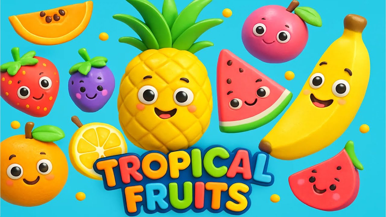 Tropical Fruits for Kids 🍍🌴 Fun Learning Video About Fruits for Children