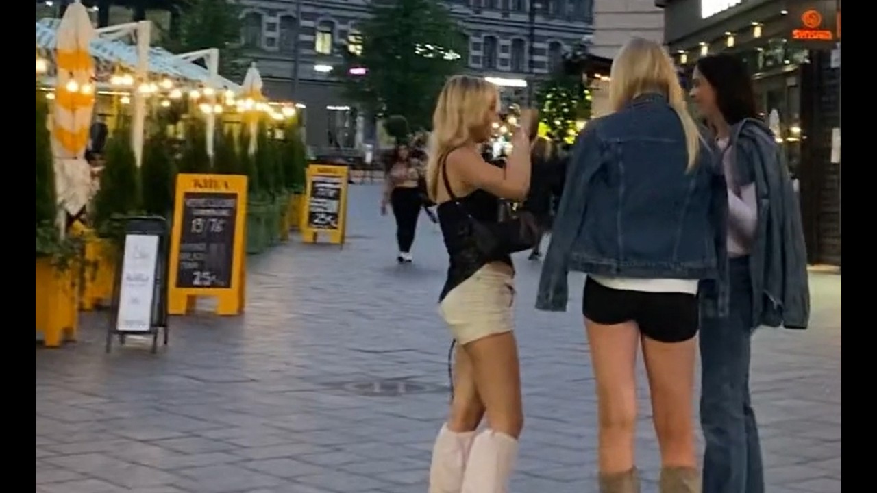 Tiny Latex Party Shorts in Helsinki 🇫🇮 | High Heels, Street Lights & Party Vibes