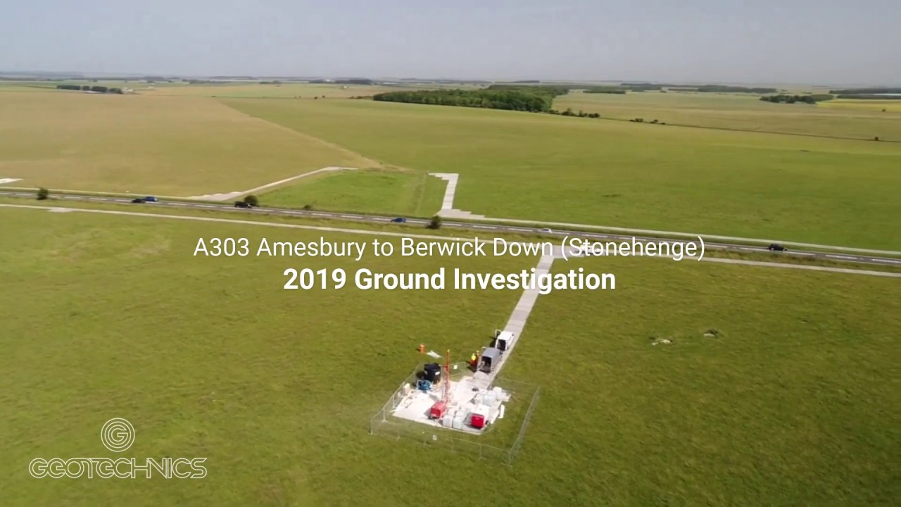 Drone video - A303 Amesbury to Berwick Down (Stonehenge) 2019 Ground Investigation [Geotechnics UK]