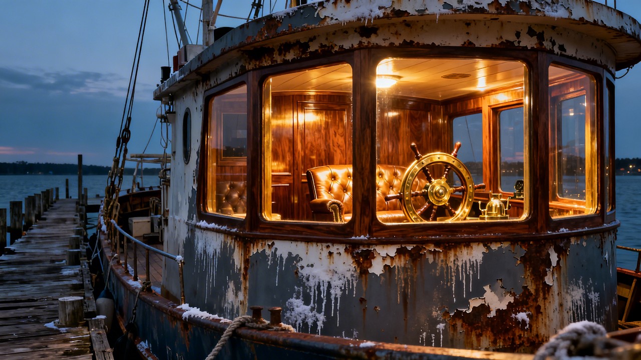 Restoring a Vintage Trawler Wheelhouse | Full Captain's Quarters Tour