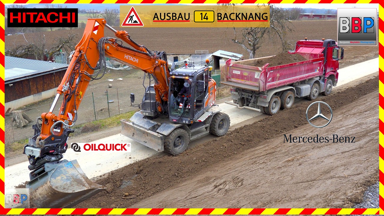 HITACHI Zaxis 170W m. OilQuick Tiltrotator & Mercedes Kipper - B 14 Ausbau Backnang, 2026. Teil 2