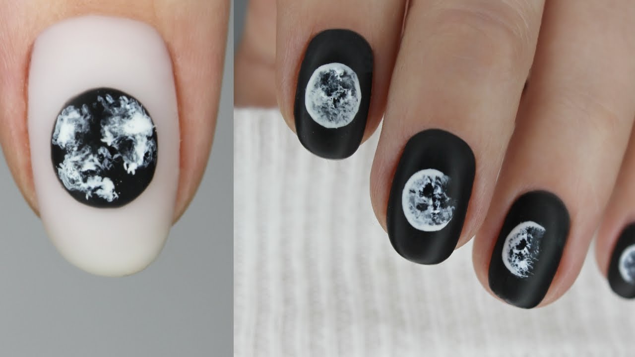 🌘🌑🌒Фазы луны маникюр / Космический дизайн ногтей / Маникюр на короткие ногти/