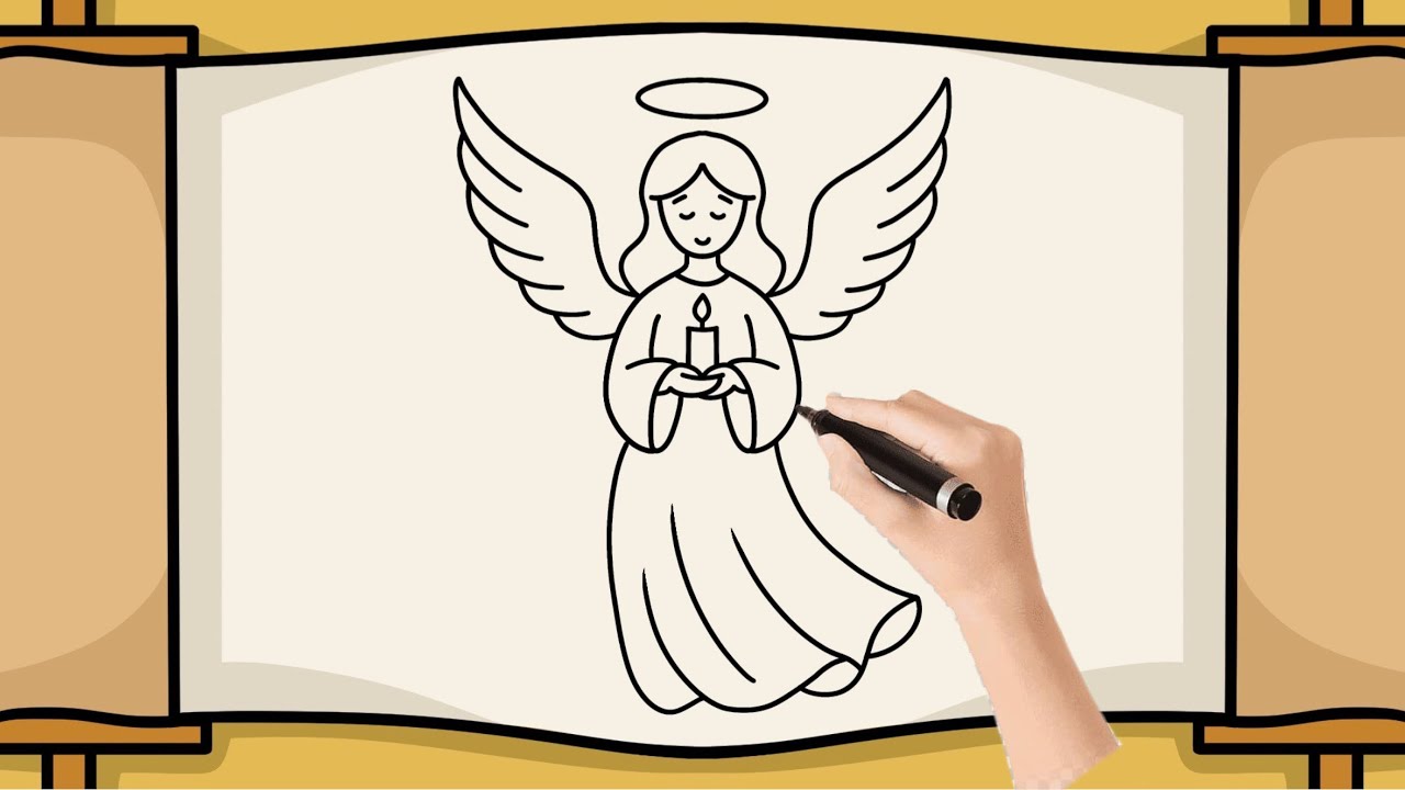 🎨 Cómo dibujar un Angel Facil paso a paso | Dibujo sencillo y hermoso