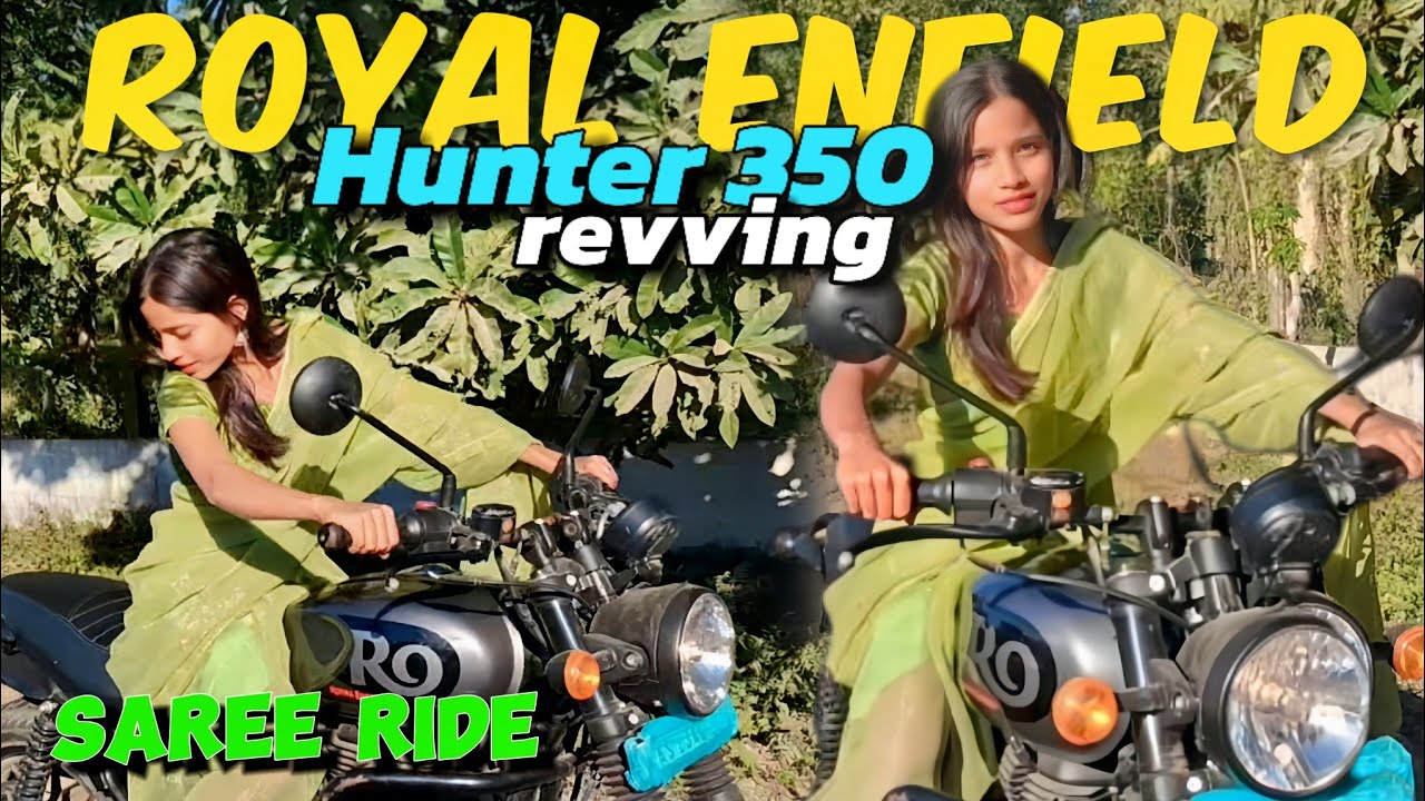 Royal Enfield Hunter 350 Full Revv 😅 | Saree Ride to College Vlog 💚
