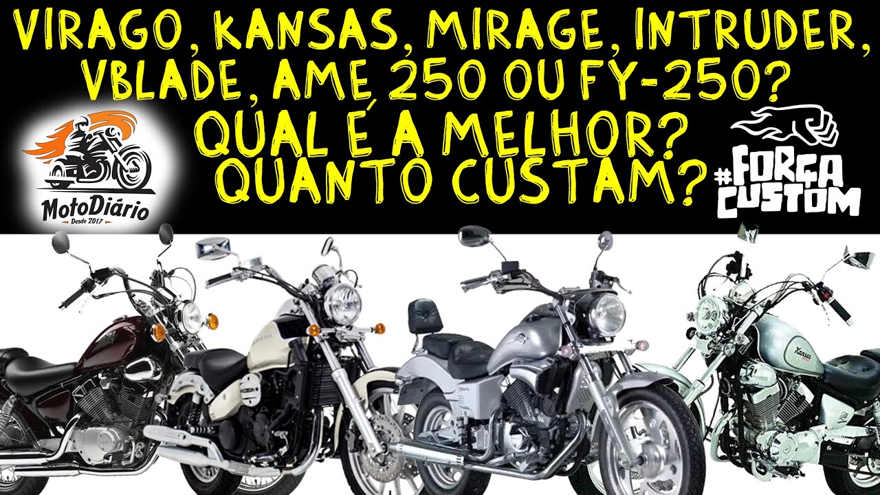 Qual é a melhor MAD MAX 250?  Virago, Kansas, Mirage, Intruder, Horizon, VBlade, Amazonas ou FY250