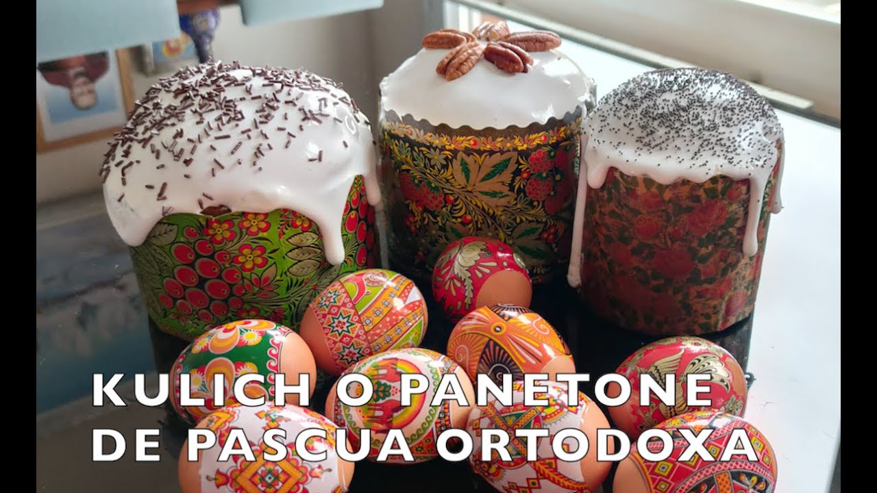 Kulich o Panetone de Pascua Ortodoxa.