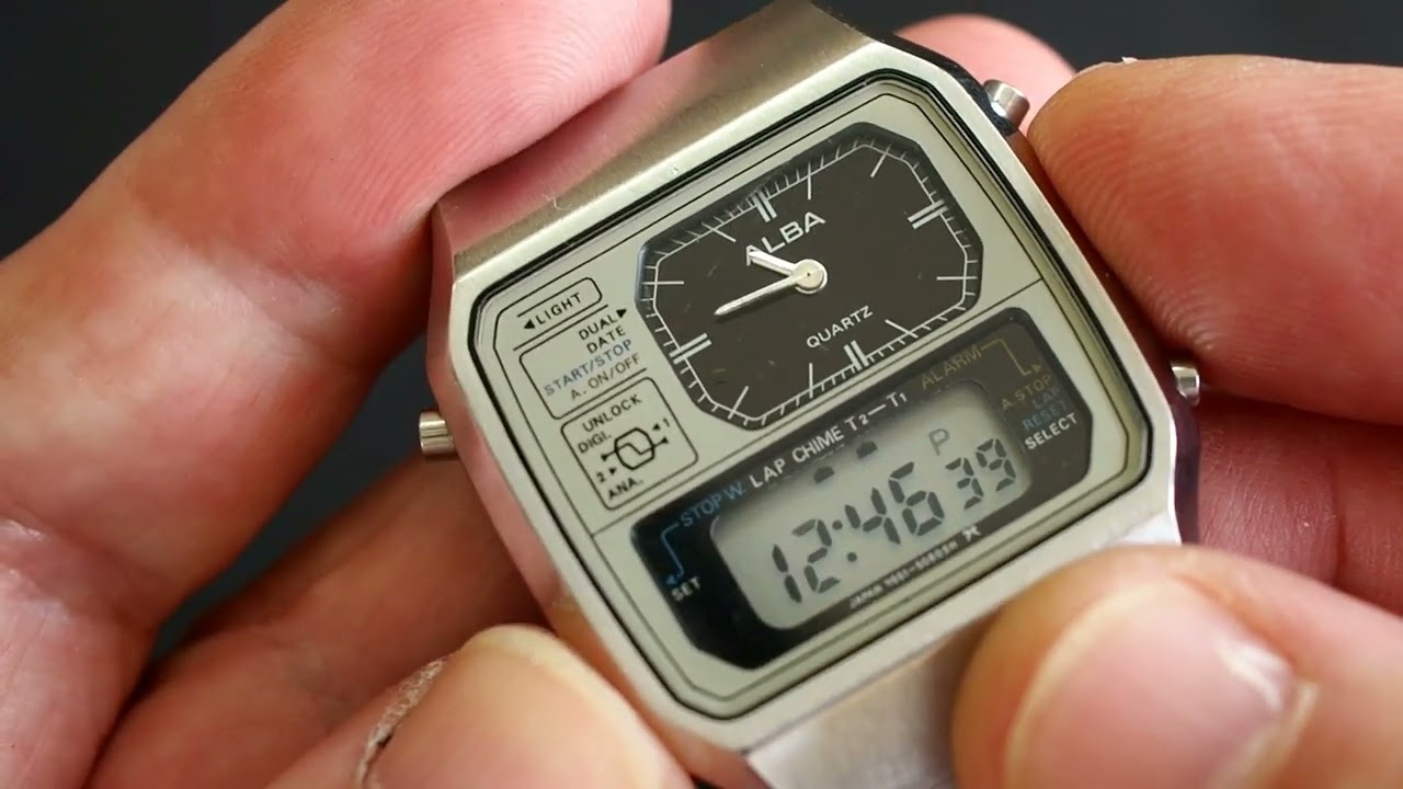 ヴィンテージ 【SEIKO】セイコー ALBAアルバ ref.Y651-509A Ana-Digi Chronograph 腕時計 $N33-310-1-511
