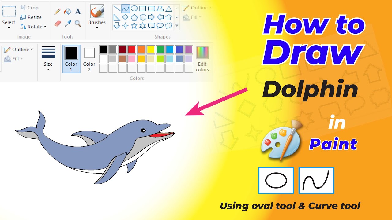 How to draw a dolphin in paint _ paint _ drawing _ dolphin_ simple_ art