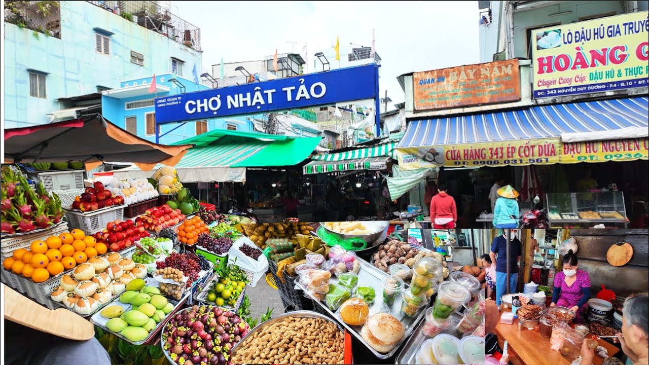 SỰ TÍCH Chợ Nhật Tảo Chợ DA BÀ BẦU Tham Quan Mua Sắm Ăn Sáng Món Bún Chả Giò Thịt Nướng Thisaigon