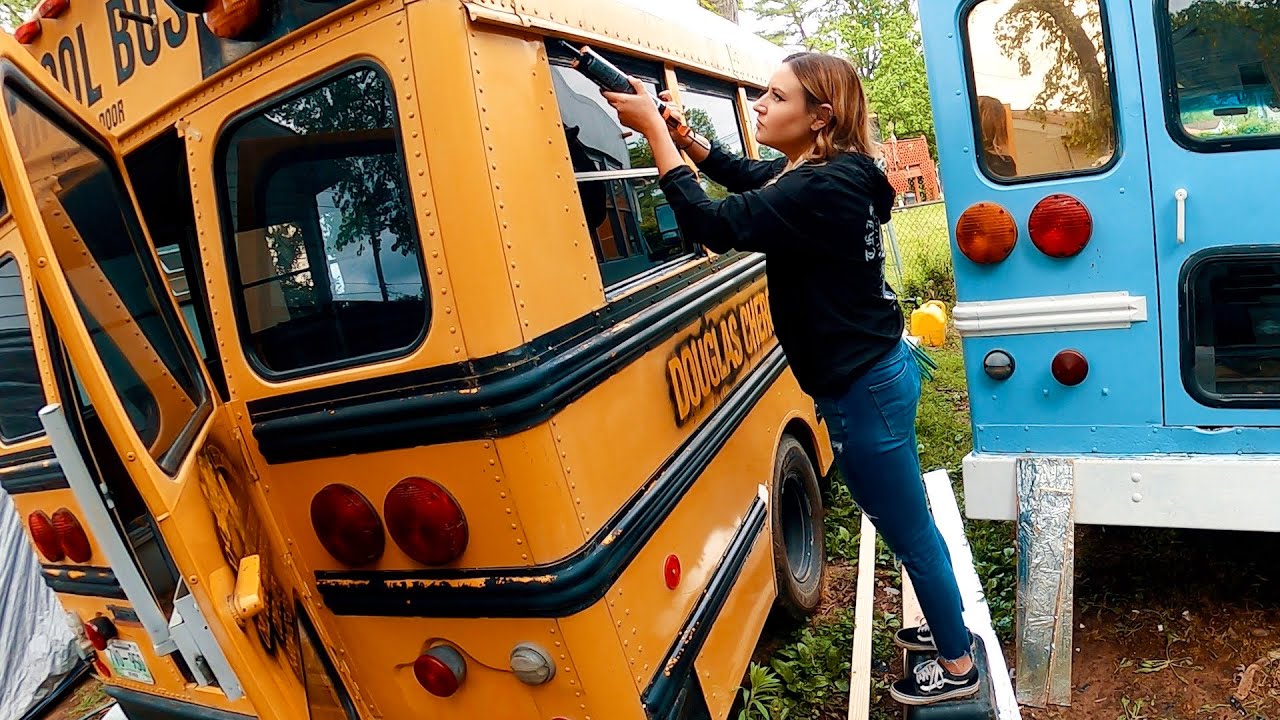 Bad News - Patching Small Holes & Sealing Leaky Windows - Solo Female Bus Conversion