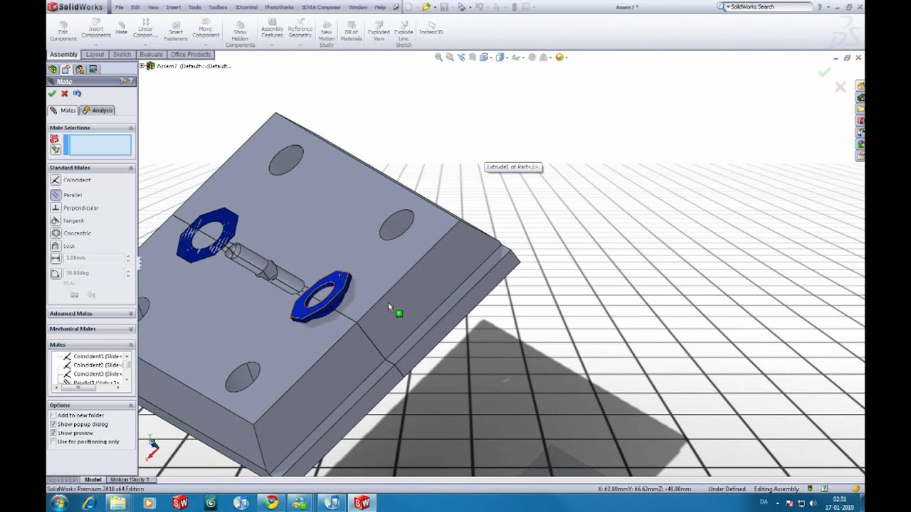 SolidWorks tutorial: using mold tools to make a split cavity.