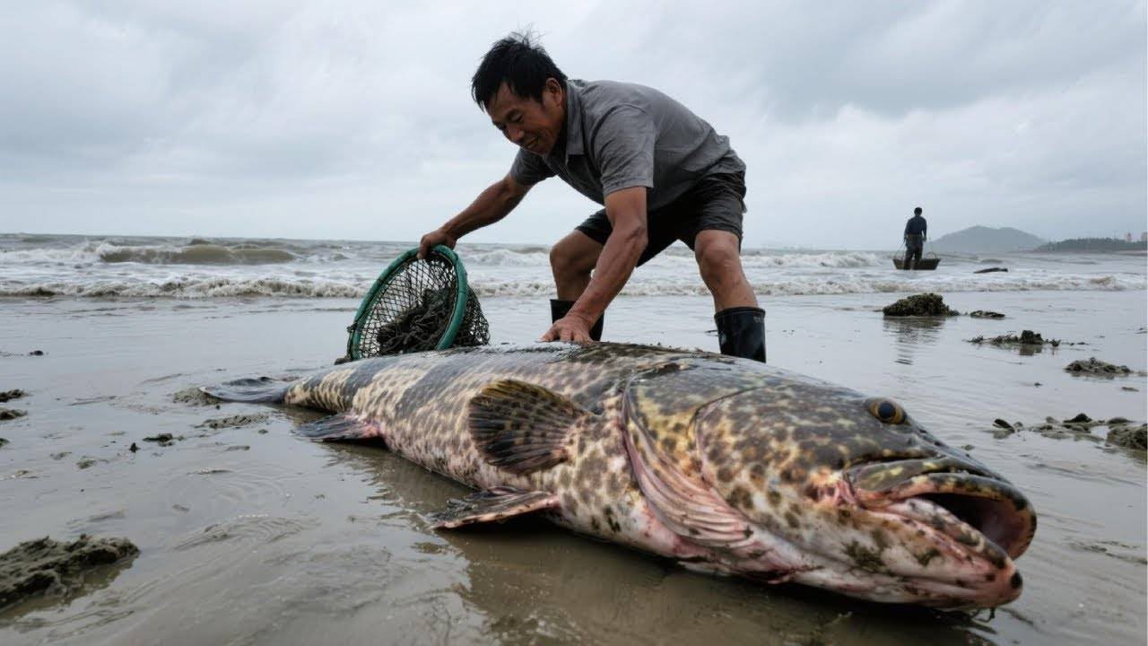 赶海发现石斑鱼自己上岸了？！阿聪差点错过，一称竟值500+！【渔岛阿聪】
